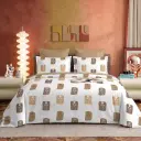Nineeez 100% Cotton Fantasy Touch Queen Bedsheet Set | Botanical Pattern Luxury Bedding with 2 Matching Pillow Covers (224 x 254 cm, Available in Beige)