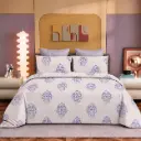 Nineeez Bastain 100% Cotton King Size Bedsheet with 2 Pillow Covers | 280 x 280 cm | Soft & Breathable | Vintage Damask Medallion Print | Purple
