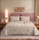 Nineeez 100% Cotton Fantasy Touch Queen Bedsheet Set | Meadow Floral Pattern Luxury Bedding with 2 Matching Pillow Covers (224 x 254 cm, Available in Pink)