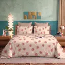 Nineeez 100% Cotton Fantasy Touch Queen Bedsheet Set | Rose Pattern Luxury Bedding with 2 Matching Pillow Covers (224 x 254 cm, Available in Pink)