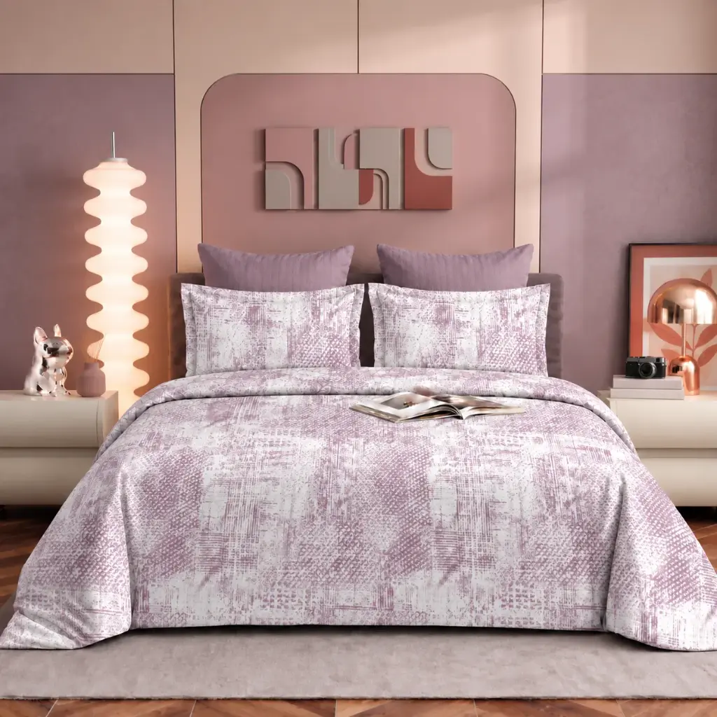 Nineeez IMAGIKA 100% Cotton King Size Bedsheet with 2 Pillow Covers | 280 x 280 cm | Soft & Breathable | Abstract Texture Print | Available in Dusty Rose