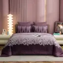 NINEEEZ Daffodiil 100% Cotton King Size Bedsheet with 2 Pillow Covers | 275 x 275 cm | Premium Floral Design, Soft & Breathable (Purple)