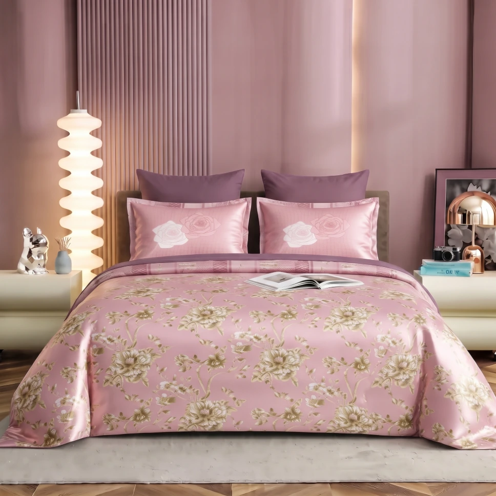 NINEEEZ Hi Cross Mix Premium 100% Cotton King Size Bedsheet with 2 Pillow Covers, 280 x 280 cm, Peach Floral Print, Soft & Breathable