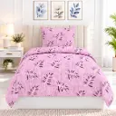 Nineeez 100% Cotton Single Bedsheet with 1 Pillow Cover | 148 x 228 cm | Soft, Breathable & Comfortable | Leaf Sprig Print | Pink